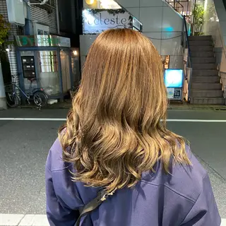 ミディアム カラー ハードパーマ Rico💜のヘアスタイル