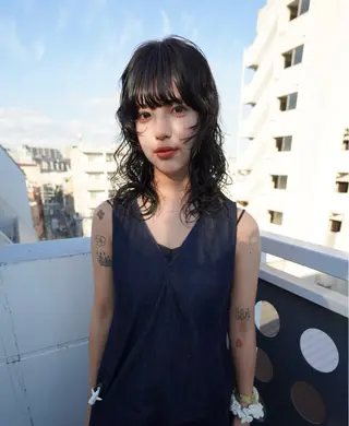 ミディアム パーマ 才下 ゆいのヘアスタイル