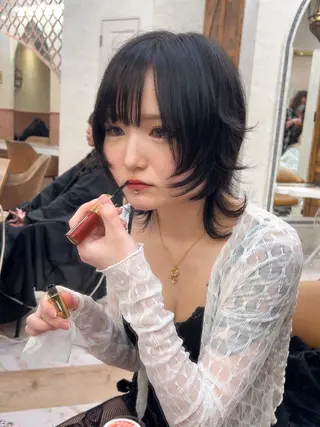 ミディアム 縮毛矯正/ブリーチ なしダブルカラー輝希のヘアスタイル