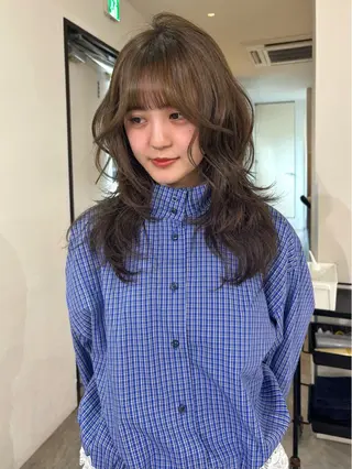 セミロング カラー mizuki/ピンク ベージュ.レイヤーのヘアスタイル