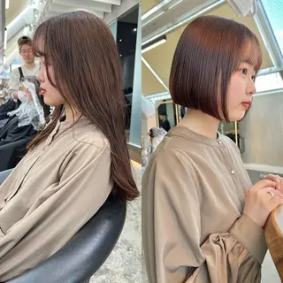 ショート カラー 縮毛矯正×艶髪カラー 髪質改善/三ツ木のヘアスタイル