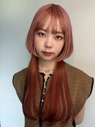 ロング カラー 暖色カラー🍒 ケアブリーチ/akiのヘアスタイル
