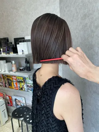 ショート カラー 縮毛矯正ボブ/ 髪質改善/カットのヘアスタイル