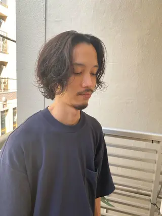 ミディアム パーマ メンズ 🤍韓国風ヘア 柴田真帆🤍のヘアスタイル