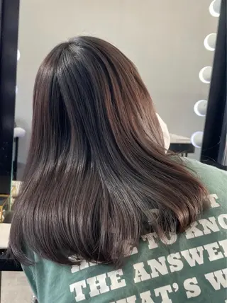 セミロング カラー ブリーチなし透明感 タケザワミキのヘアスタイル