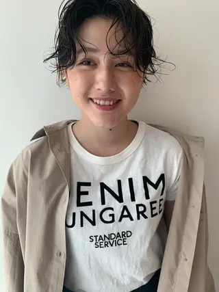 ショート パーマ イヌイ フウコのヘアスタイル