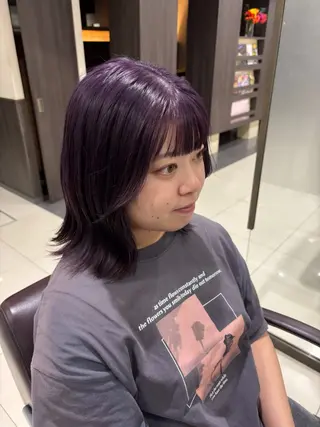 ミディアム ぷつっとボブ/ちゅる ピンク/mika☆のヘアスタイル