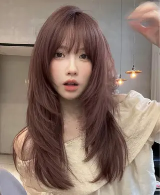 カラー 韓国風レイヤーカラー ライムのヘアスタイル