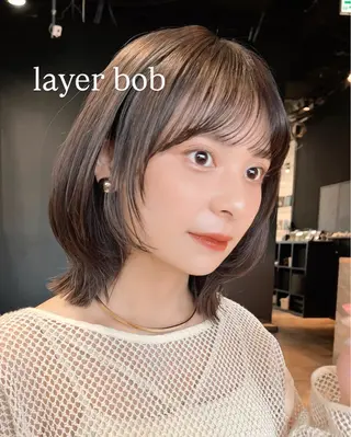 ミディアム カラー ヘアアレンジ 🌱ボブ/レイヤー/ ベージュ/あやみ✨のヘアスタイル