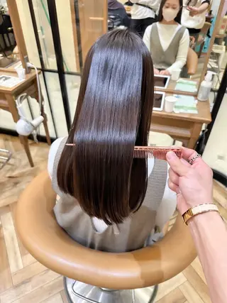 ロング パーマ 縮毛矯正/ストンボブ Wカラー💎ヒデジのヘアスタイル