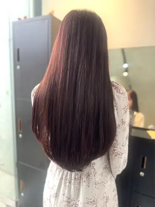 ロング カラー パーマ ヘアアレンジ 透明感/オリーブ/ グレージュ/YUKAのヘアスタイル