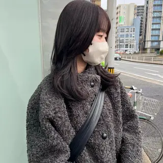 セミロング カラー yuumi/大濠🪷 顔周り/ハイトーンのヘアスタイル