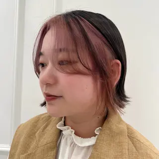 ミディアム カラー ハッシュカット 田窪珠妃のヘアスタイル