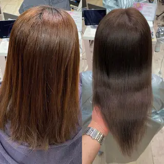セミロング カラー 顔まわりカット🌟 くびれヘア/寺門遥輝のヘアスタイル