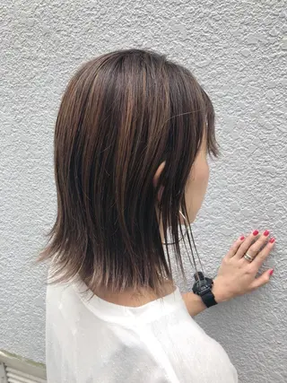ミディアム カラー パーマ ヘアアレンジ 【白髪ぼかし 専門GBG】自由が丘のヘアスタイル