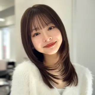 ロング カラー 山崎/ボブ縮毛矯正 レイヤー髪質改善のヘアスタイル