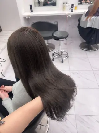 ロング カラー パーマ ヘアアレンジ メンズ キッズ ブリーチなしカラー/ ブラウン/レイヤーのヘアスタイル