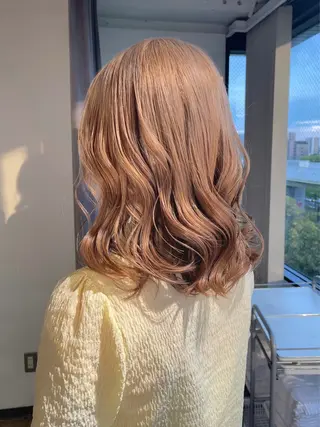 セミロング カラー 暖色カラー🍒 ケアブリーチ/akiのヘアスタイル