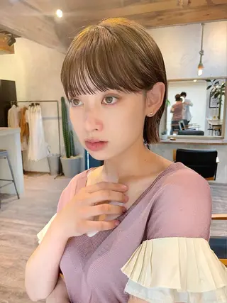 ショート カラー 結べるレイヤーボブ くびれLady表参道のヘアスタイル