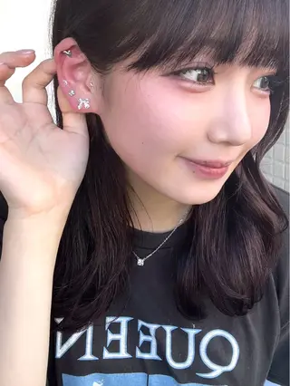 セミロング カラー 縮毛矯正/エクステ /艶カラー/ヘアメのヘアスタイル