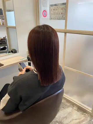 ミディアム カラー パーマ ブリーチ&ストレート 長谷川勇人のヘアスタイル
