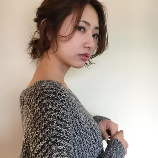 ショート カラー ヘアアレンジ 薬院:今泉/上川美幸 ボブ/顔周りレイヤーのヘアスタイル