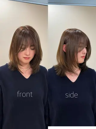 ミディアム カラー パーマ ヘアアレンジ 小野寺瑞希 /最小顔カットのヘアスタイル