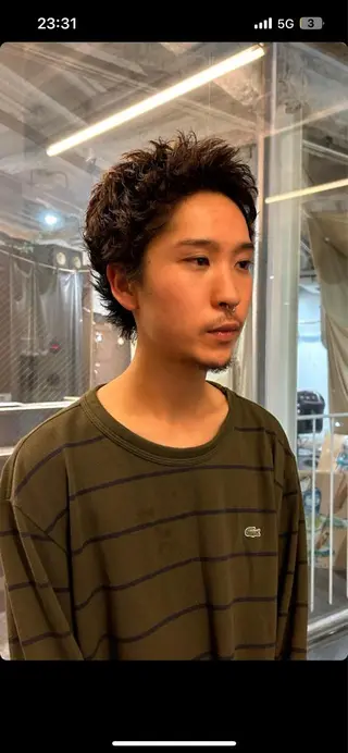 ショート パーマ メンズ 青木 真生のヘアスタイル