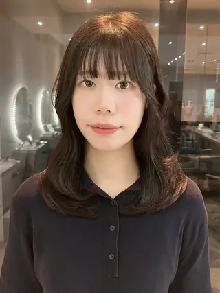 セミロング 韓国レイヤー／顔周り ／ブリーチことこのヘアスタイル