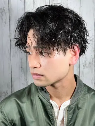 ミディアム パーマ ヘアアレンジ メンズ ⚡️メンズ特化⚡️ 倉林 隼大のヘアスタイル
