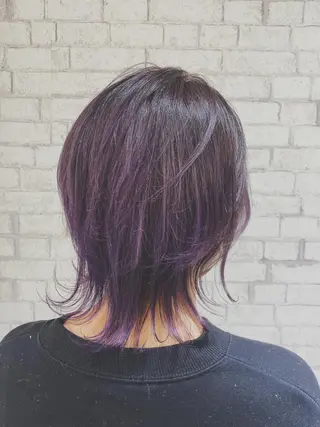 ミディアム カラー ヘアアレンジ ブリーチなし艶カラー 東家のヘアスタイル