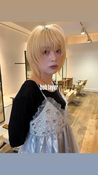 ミディアム カラー KNACK/天王寺 美容室/レイヤーのヘアスタイル