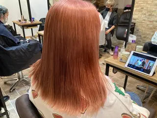 ミディアム カラー ヘアカラー&縮毛矯正 STAR☆RIVERのヘアスタイル