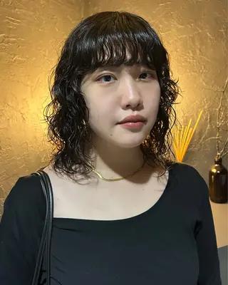ミディアム パーマ ✨艶々ケア カラー🎀ミカゼのヘアスタイル