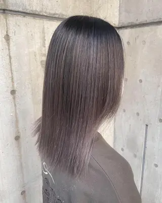 セミロング 山影✨バレイヤージュ ハイライト✨メンズ◎のヘアスタイル