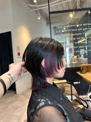 ショート カラー 大阪ウルフカット ハッシュカットのヘアスタイル