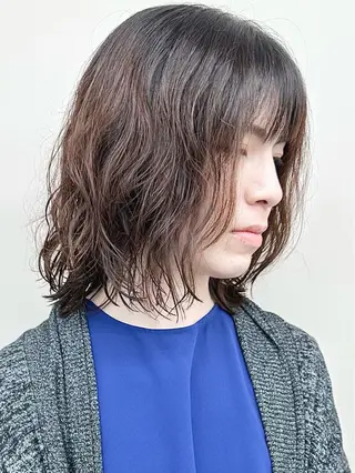 ミディアム パーマ ボブ/ゆるふわ ボブパーマ/とういのヘアスタイル