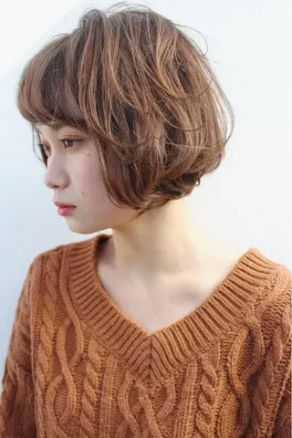 ショート カラー パーマ 新井 広之のヘアスタイル