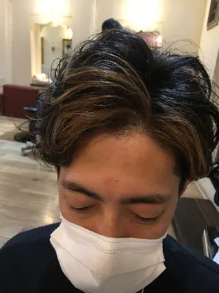 ショート カラー パーマ メンズ plaatje 義見のヘアスタイル