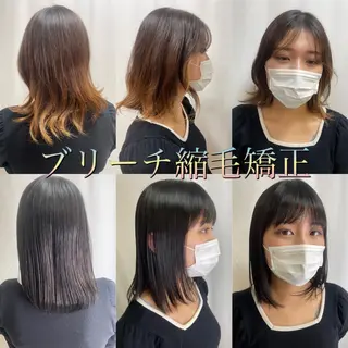 ミディアム カラー パーマ 髪質改善/縮毛矯正 /レイヤー岡部のヘアスタイル