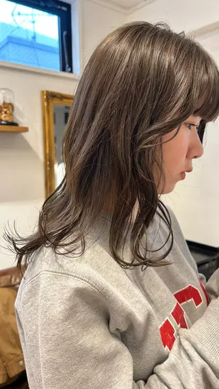 セミロング カラー じゅわっと暖色カラー 🍊Moemiのヘアスタイル