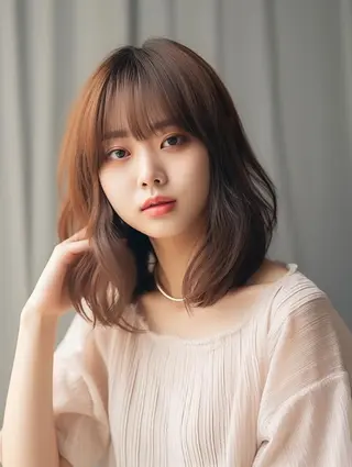 カラー セミロング 表参道/さあ や/大人ナチュラルのヘアスタイル