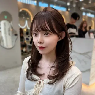 ミディアム カラー 新宿/韓国風レイヤー 髪質改善/渋谷直樹のヘアスタイル