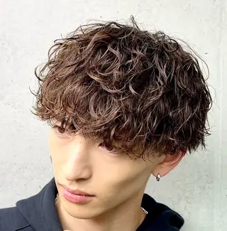 ミディアム パーマ メンズ 恵比寿メンズカット モデル無料/かずきのヘアスタイル