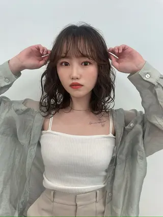 ミディアム 韓国風レイヤーカット 松葉翔のヘアスタイル