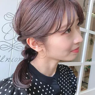 セミロング カラー ヘアアレンジ 韓国ヘア /男女☘️ 細江 美紅のヘアスタイル