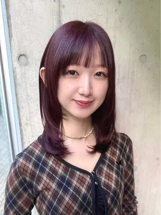 ミディアム カラー 似合わせレイヤー/ パーマヘア/高倉のヘアスタイル