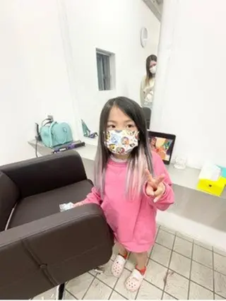 カラー ロング ヘアアレンジ MISAKIエクステ ブリーチ\5900のヘアスタイル