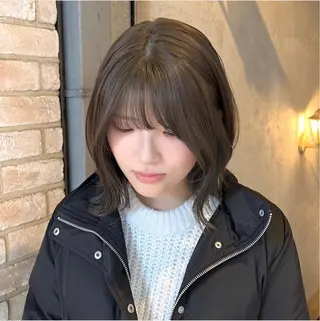 ミディアム カラー パーマ ヘアアレンジ 前川 朋香のヘアスタイル