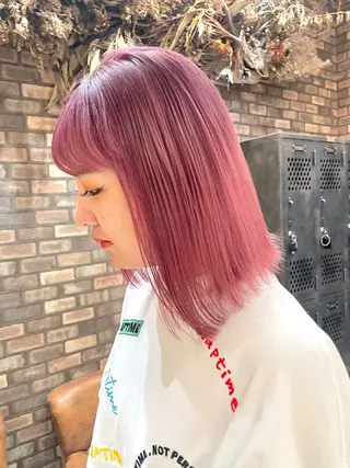 ミディアム ブリーチ特化🎖️ピ ンクカラー高橋さやかのヘアスタイル